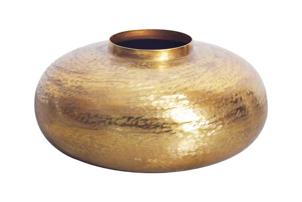 Moderne decoratieve vaas ABSTRACT ORIENT 35cm goud rond metaal gehamerd ontwerp - 43510