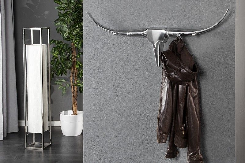 Design kapstok BULL 100cm aluminium wanddecoratie stierenkop - 20076