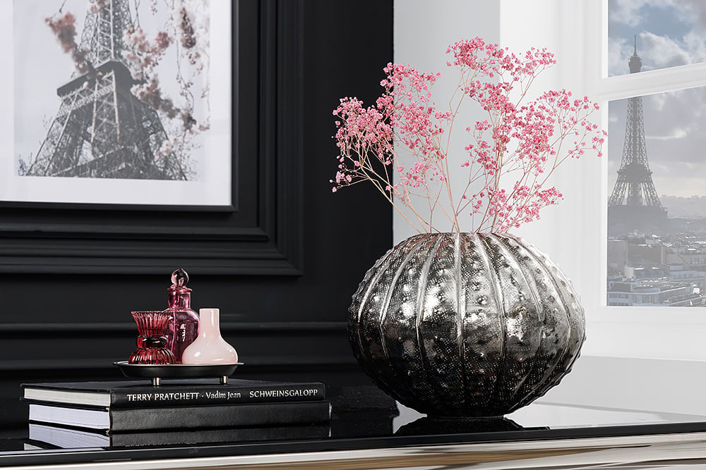 Design siervaas ABSTRACT 30cm zilver handgemaakt gehamerd - 42248