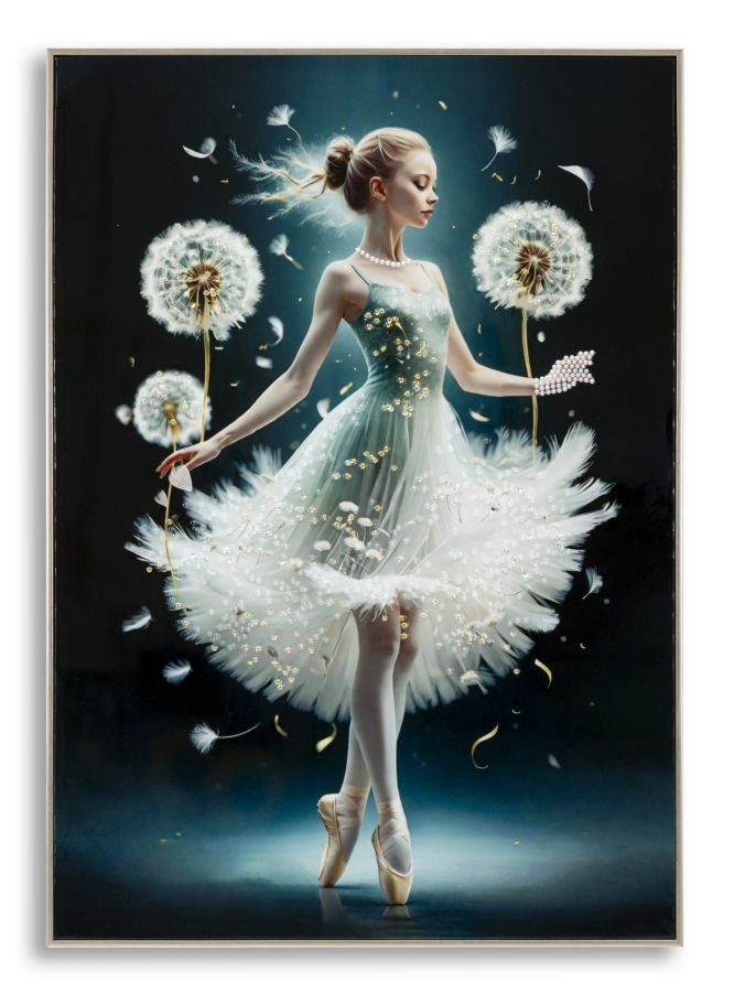 SCHILDERIJ OP DOEK DANSEND GELAKT MET FRAME -A- CM 72X4X102