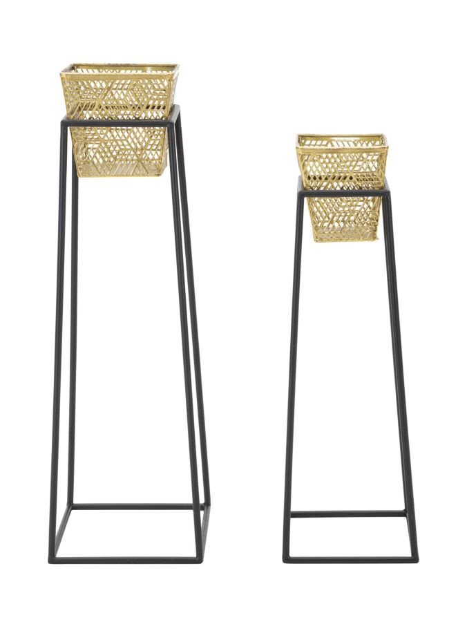 VAAS OUDERE VIERKANTE SET 2 STUKS CM Ø 23X70-20X60