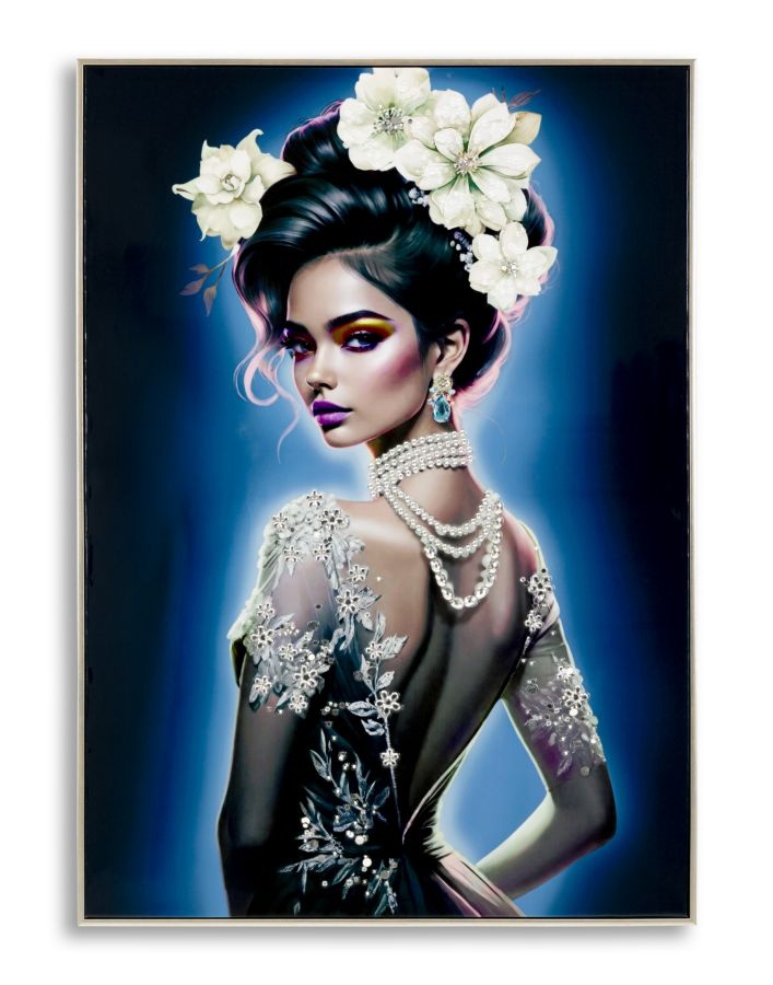 SCHILDERIJ OP DOEK GELAKT ISABEL MET LIJST -B- CM 72X4X102