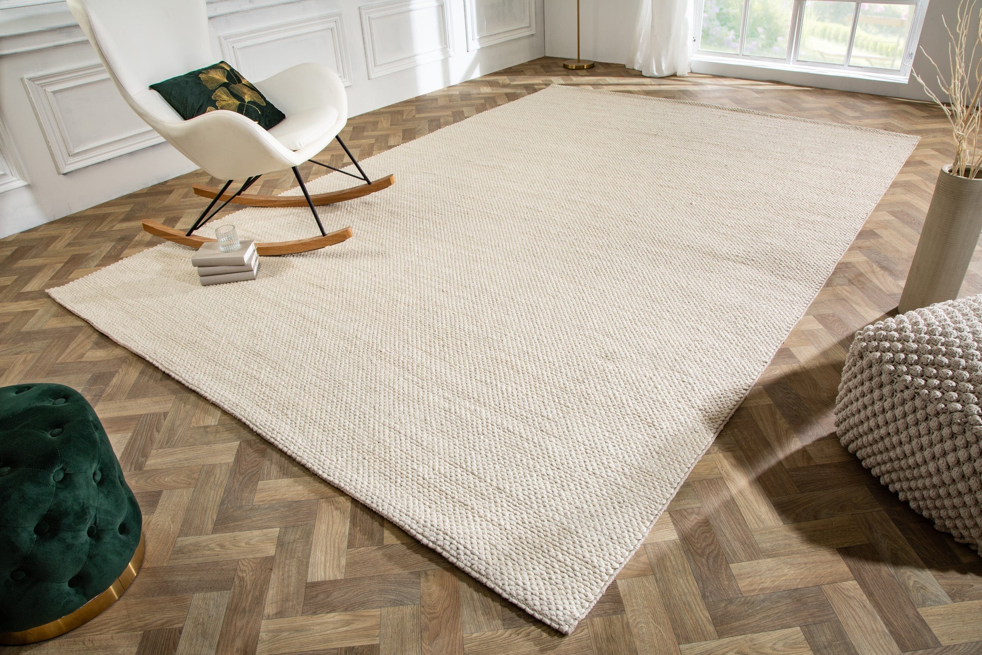 Design Tapijt WOOL XXL 350x240cm lichtbeige gemaakt van wol - 41716