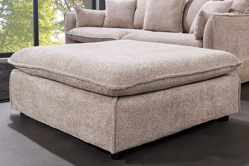 Grote kruk HEAVEN 100cm champagne beige Bouclé Ottomaanse lente kern - 44186