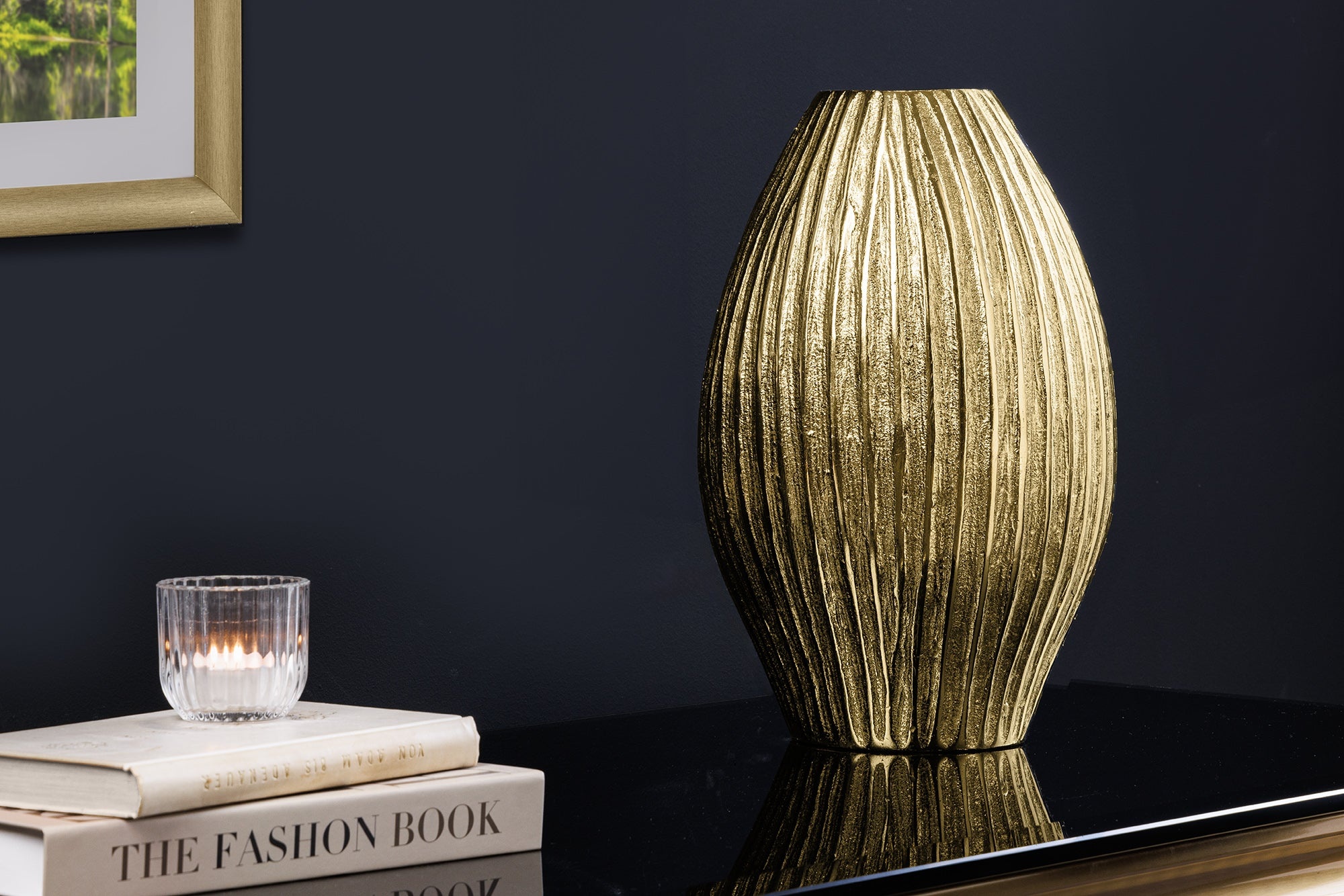 Moderne vaas ELEGANCE 35cm Goud Antiek Metaal Gehamerd Design - 44838