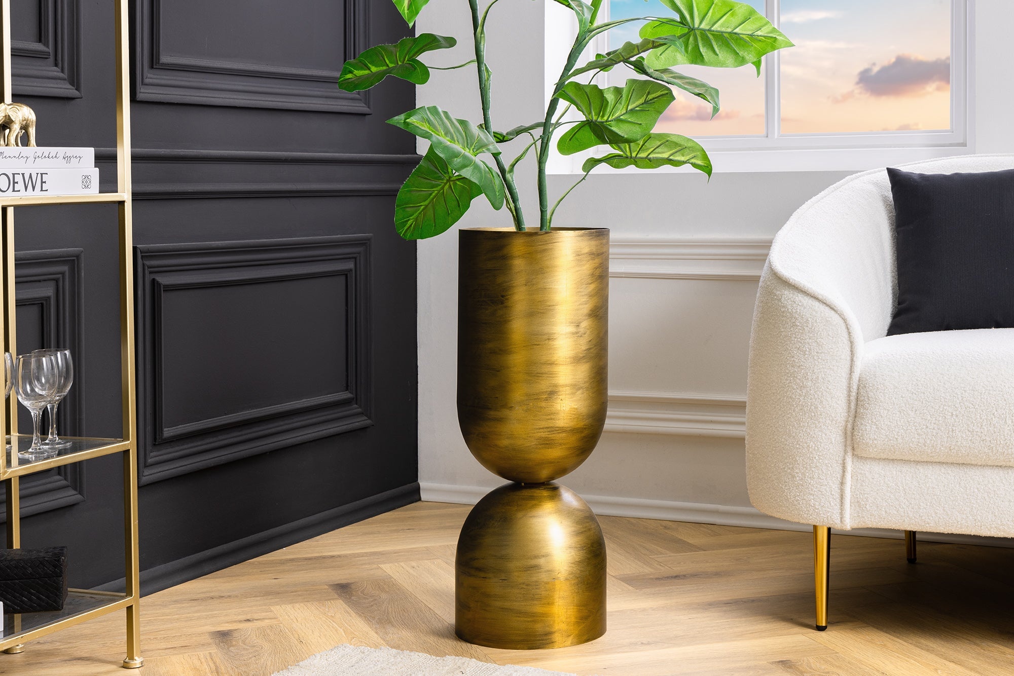 Moderne vaas ZANDLOPER XL 70cm messing ijzer handgemaakt bruikbaar aan beide zijden - 44868