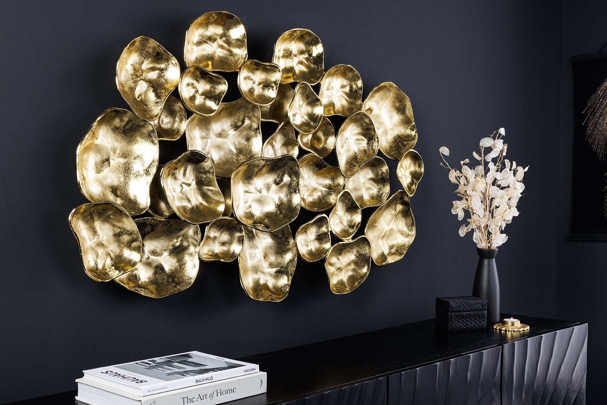 Moderne wanddecoratie VARIATION 105cm goud metaal handgemaakt - 43823