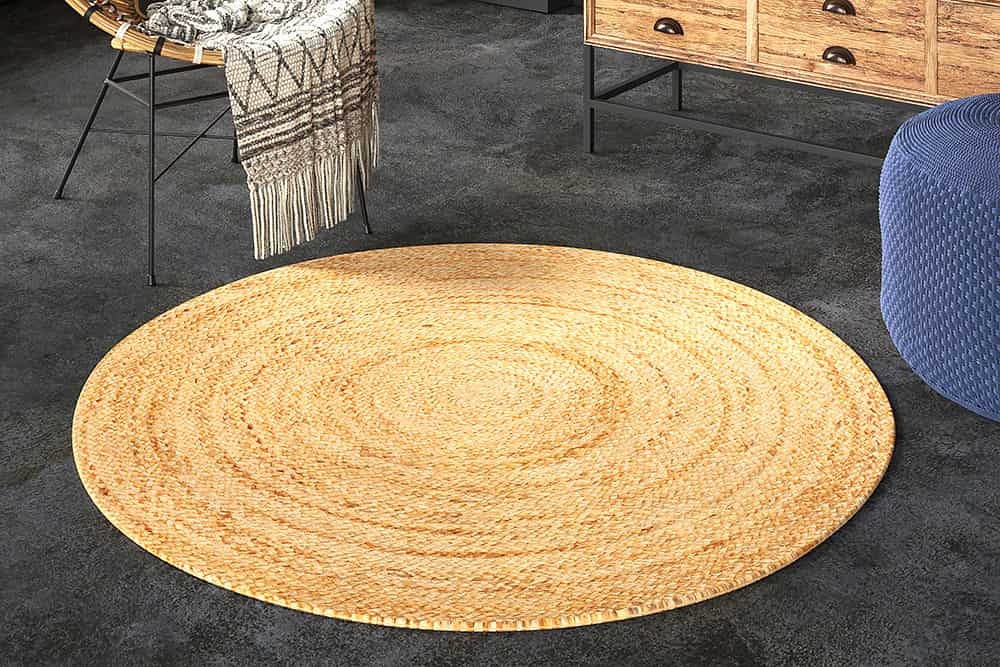 Rond vloerkleed PURE NATURE 150cm Jute handgeweven platgeweven - 44434