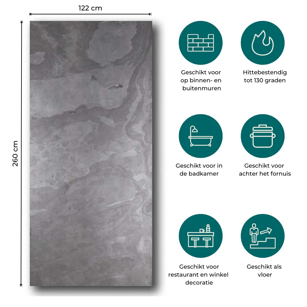 Natuursteen Wandpaneel Carbon Black 260x122x0,2cm | Paneli Natuursteen Wandpanelen