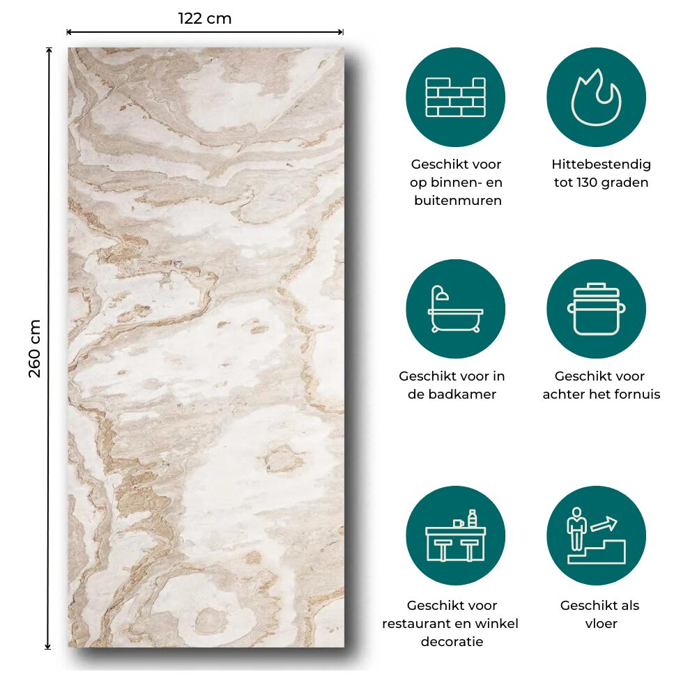 Natuursteen Wandpaneel Autumn Cream 260x122x0,2cm | Paneli Natuursteen Wandpanelen - Afbeelding 3