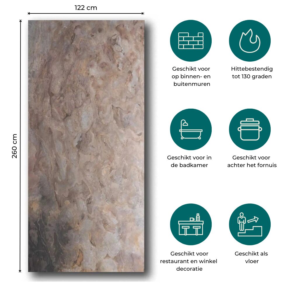 Natuursteen Translucent Indian Autumn 260x122x0,2cm OUTLET | Paneli Natuursteen Wandpanelen - Afbeelding 2