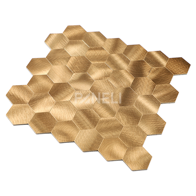 Zelfklevend Mozaïek Hexagon Gold - 30.5 cm x 30.5 cm x 0.4 cm | 0.5 kg | Paneli zelfklevende steenstrips - Afbeelding 3