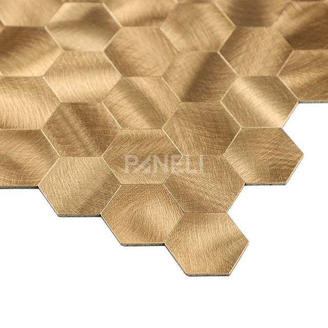 Zelfklevend Mozaïek Hexagon Gold - 30.5 cm x 30.5 cm x 0.4 cm | 0.5 kg | Paneli zelfklevende steenstrips - Afbeelding 2