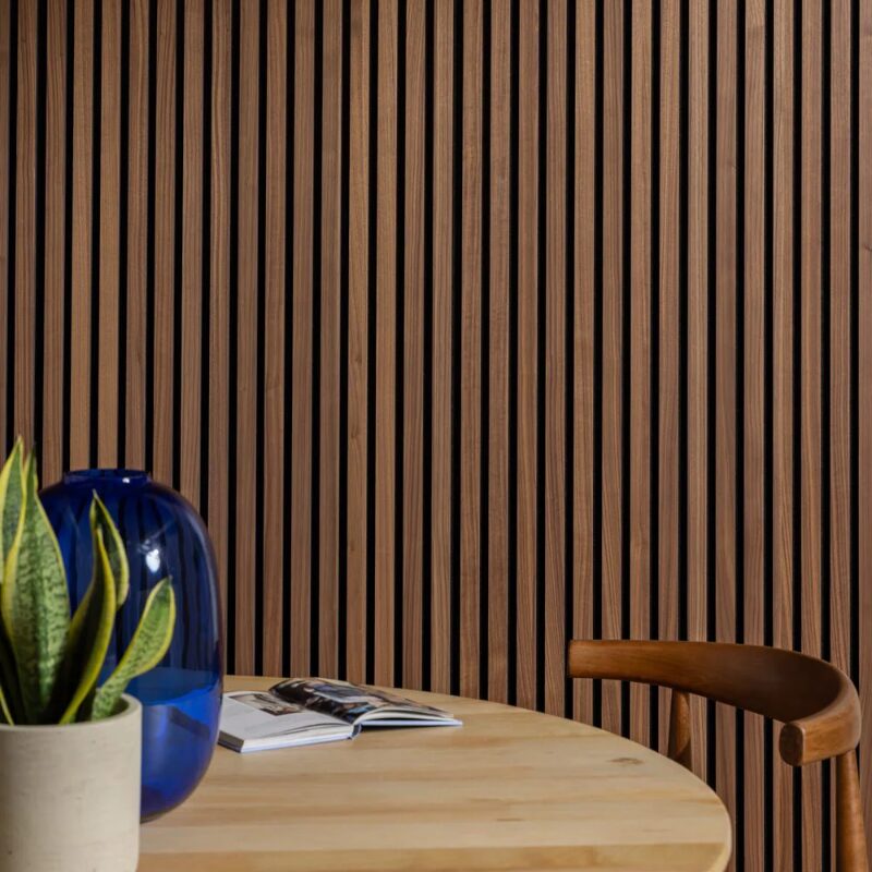 AKU Paneel Akoestisch Vilt Walnoot 260x60x2,1cm - 260 cm x 60 cm x 2.1 cm | 10 kg | Paneli akoestische wandpanelen - AKU Wandpanelen - Afbeelding 2