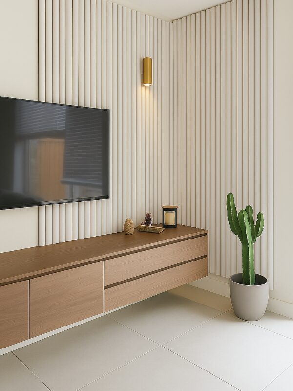 Suede Paneel AKU Off White 260x60x2.1cm - 260 cm x 60 cm x 2 cm | 15 kg | Paneli akoestische wandpanelen - AKU Wandpanelen - Afbeelding 2