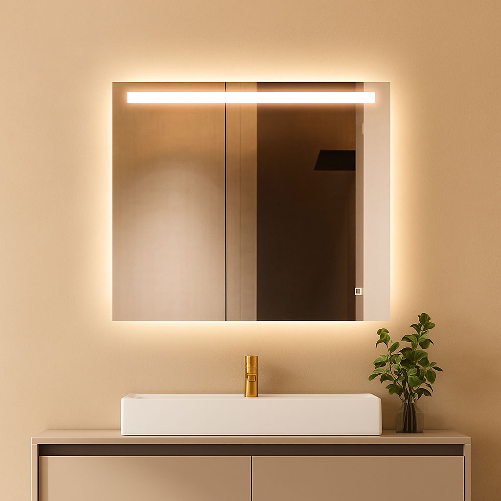 Badkamerspiegel Rechthoek Ambi 80x60CM | LED | Verwarming | Dimbaar - Afbeelding 3