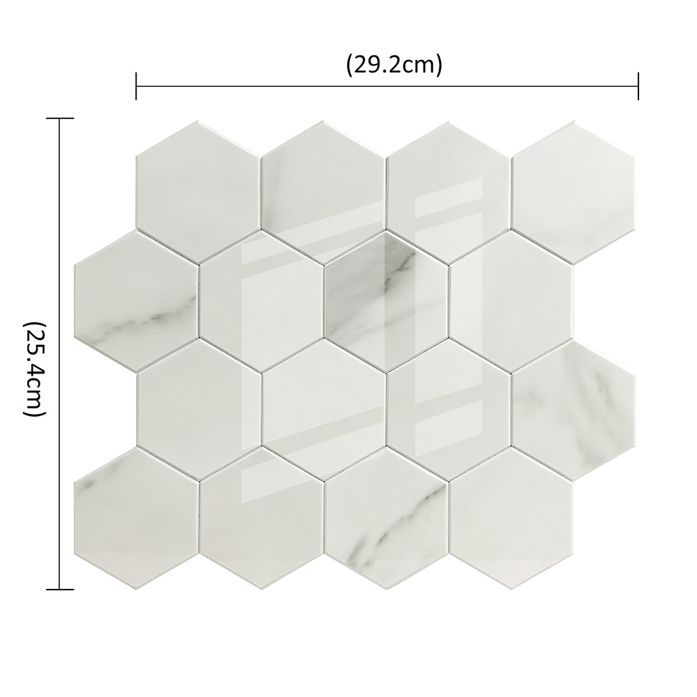 Zelfklevende Hexagon Morbido Bianco - 29.2 cm x 25.4 cm x 0.33 cm | 0.5 kg | Paneli zelfklevende steenstrips - Afbeelding 2