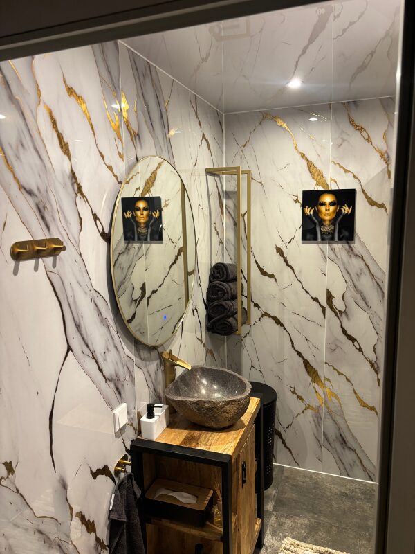 PVC Marmer Paneel White Gold Glans 260x122x0,3cm - Afbeelding 3