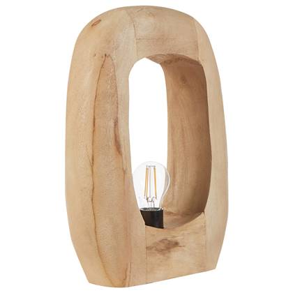 Beliani - AJAY - Tafellamp - Lichtbruin - Mangohout