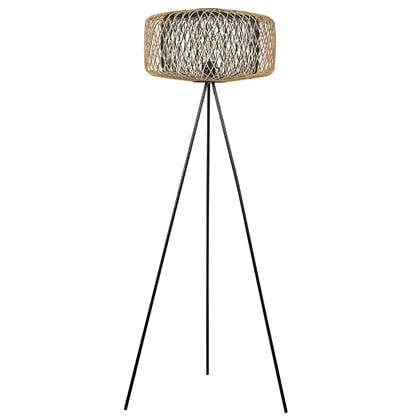 Beliani - JAVARI - Staande lamp - Naturel|Zwart - Bamboehout
