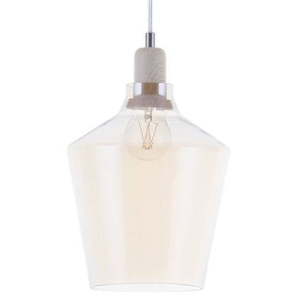 Beliani - SANTON - Hanglamp - Lichte houtkleur - Glas