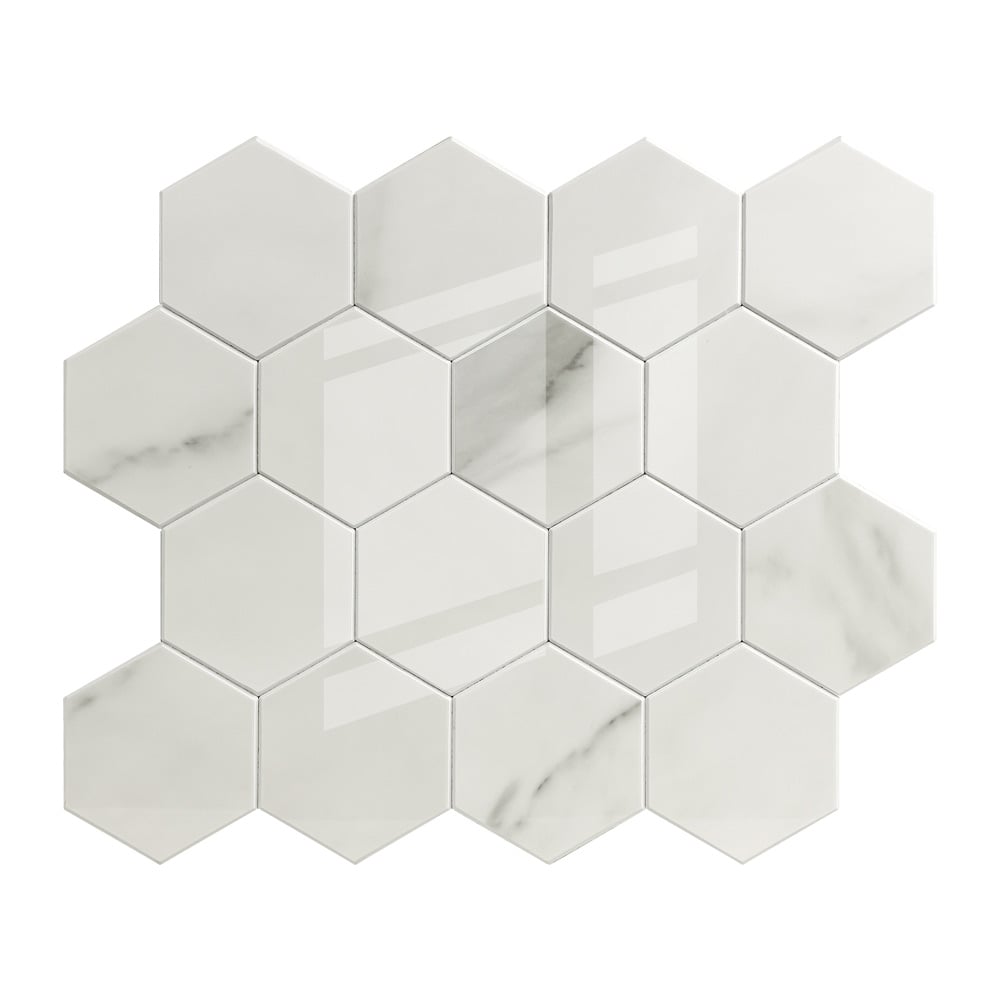 Zelfklevende Hexagon Morbido Bianco - 29.2 cm x 25.4 cm x 0.33 cm | 0.5 kg | Paneli zelfklevende steenstrips - Afbeelding 3