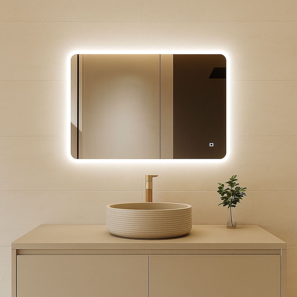 Badkamer Spiegel Misha 80x60CM | LED Verlichting V+A | Condensvrij | Dimbaar - Afbeelding 3