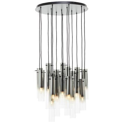 Brilliant Glasini Hanglamp 14-lichts - Zwart/Gerookt Glas