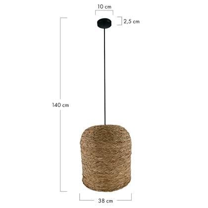 DKNC - Hanglamp Rineen - Zeegras - 38x38x40cm - Bruin
