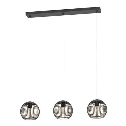 EGLO Almanzora Hanglamp - E27 - 90 cm - Staal - Zwart|Koper