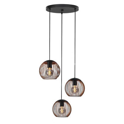 EGLO Almanzora Hanglamp - E27 - Ø 46.5 cm - Staal - Zwart|Koper