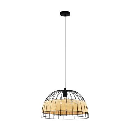 EGLO Anwick - Hanglamp - E27 - Ø 50 cm - Zwart|Rotan