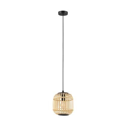 EGLO Bordesley Hanglamp - 1 lichts - Ø21cm. - E27 - Zwart|bamboo