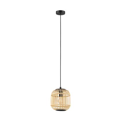 EGLO Bordesley Hanglamp - 1 lichts - Ø21cm. - E27 - Zwart|bamboo
