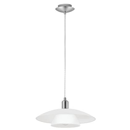 EGLO Brenda - Hanglamp - 1 Lichts - Nikkel-Mat - Wit