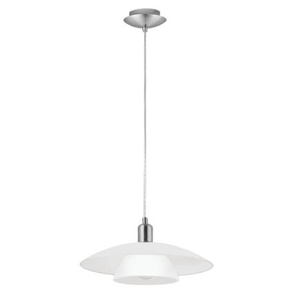EGLO Brenda - Hanglamp - 1 Lichts - Nikkel-Mat - Wit