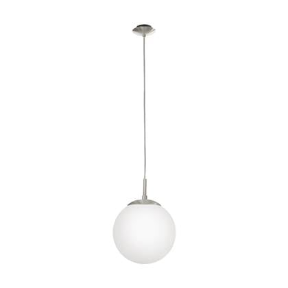 EGLO Rondo - Hanglamp - 1 Lichts - Ø200mm. -Nikkel-Mat - Wit