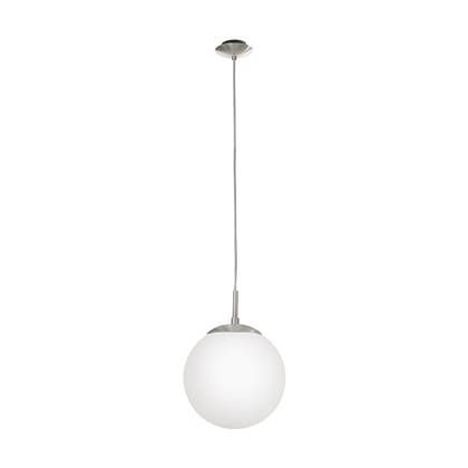 EGLO Rondo - Hanglamp - 1 Lichts - Ø200mm. -Nikkel-Mat - Wit