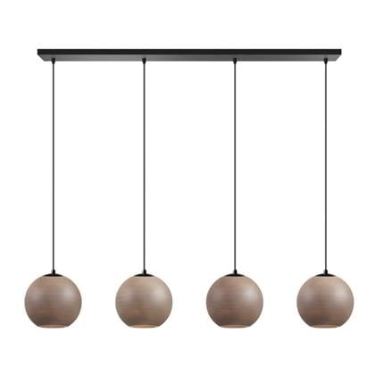 ETH Orb balk hanglamp 4x E27 Taupe|grijs glas 25cm | zwart