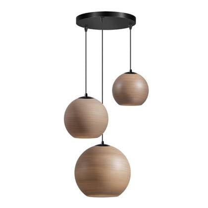 ETH Orb hanglamp 3x E27 taupe|grijs glas 20-25-30cm | zwart