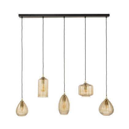 Fraaai Ruby hanglamp glas horizontaal 5-lichts - smoke bruin