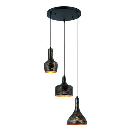Freelight Hanglamp Fuoco Bruin Zwart 3 Lichts Ø 35cm E27 Fitting