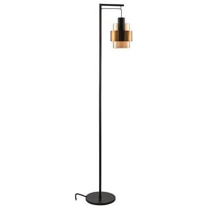 Freelight Vloerlamp Chiasso Zwart Goud & Amber Glas 1 Lichts 170cm