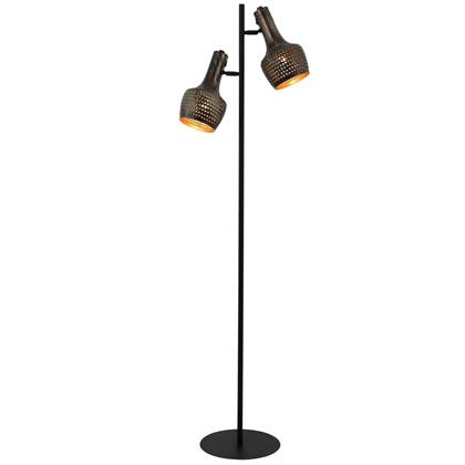 Freelight Vloerlamp Fuoco Bruin Zwart 2 Lichts 160cm Incl. Schakelaars