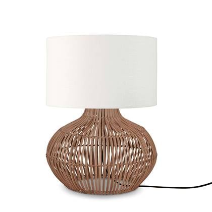 GOOD&MOJO Tafellamp Kalahari - Wit|Rotan - Ø32cm