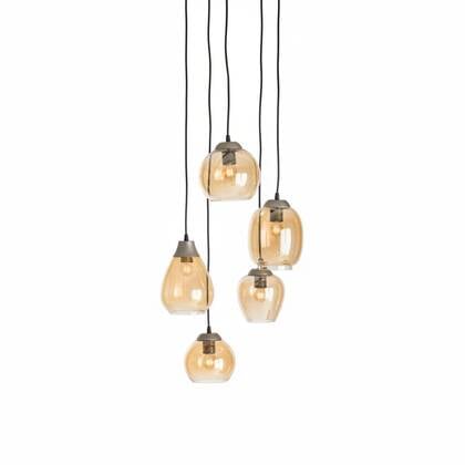Giga Meubel - Hanglamp Amber - 5-Lichts - 150x43x43cm - Getrapt