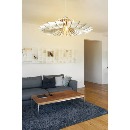 Giga Meubel - Hanglamp Wit Hout - 52x52x45cm - Toros