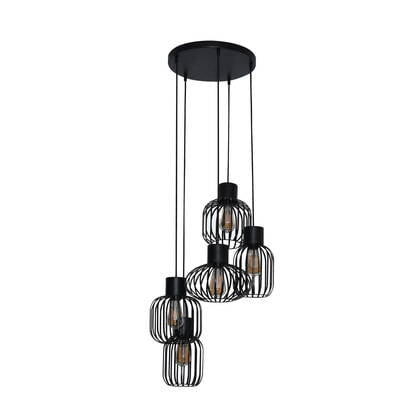 Giga Meubel - Hanglamp Zwart - 5-Lichts - 180x47x47cm - Getrapt
