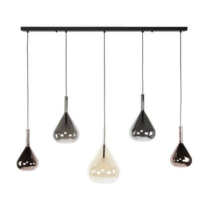 Giga Meubel - Hanglamp Zwart - 5-lichts - 123x24x150cm - Wings