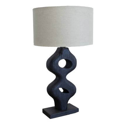 Giga Meubel - Tafellamp Zwart 60cm - Incl. Kap - Mangohout - Savio